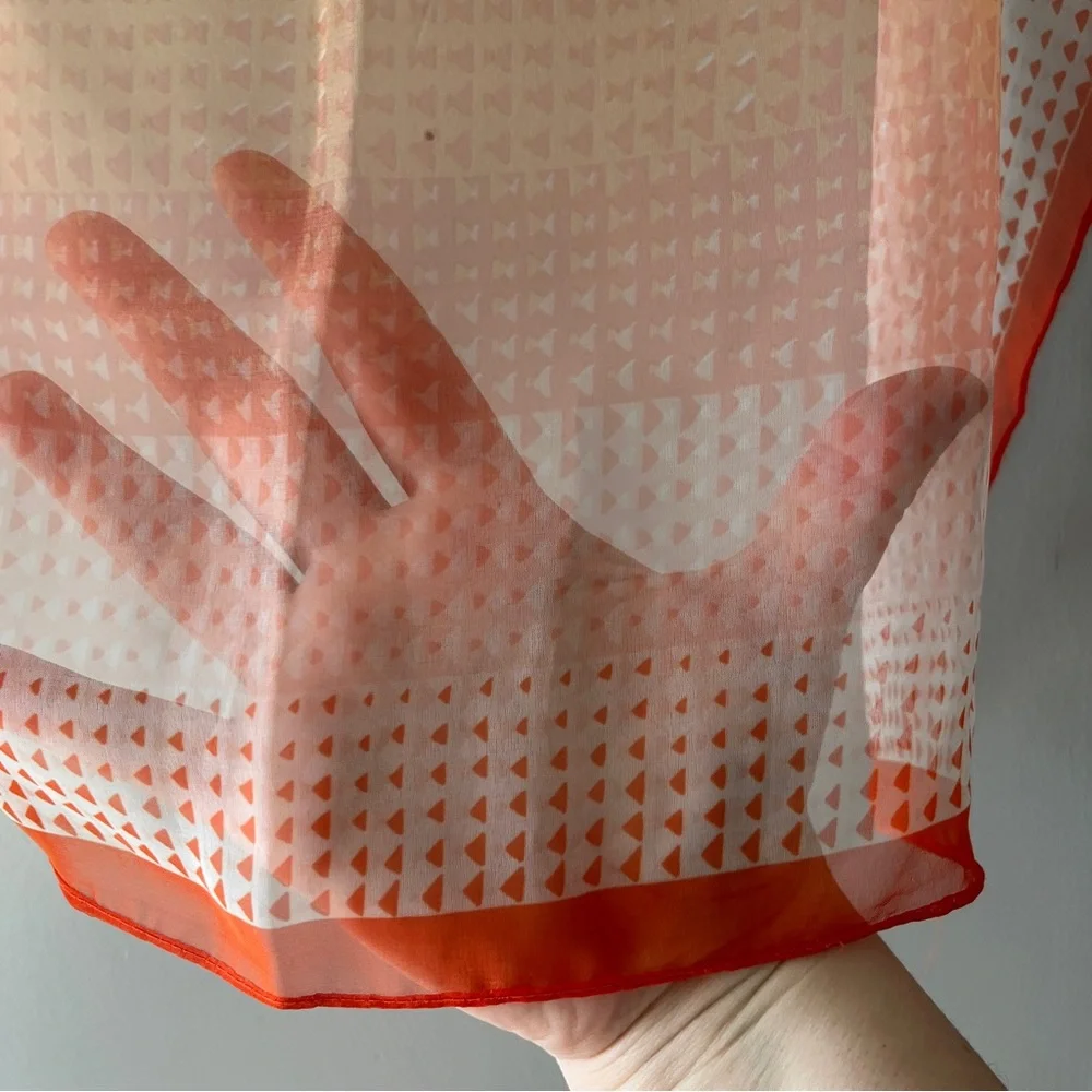 Sheer Orange and White Polka Dot Square Scarf Lightweight
